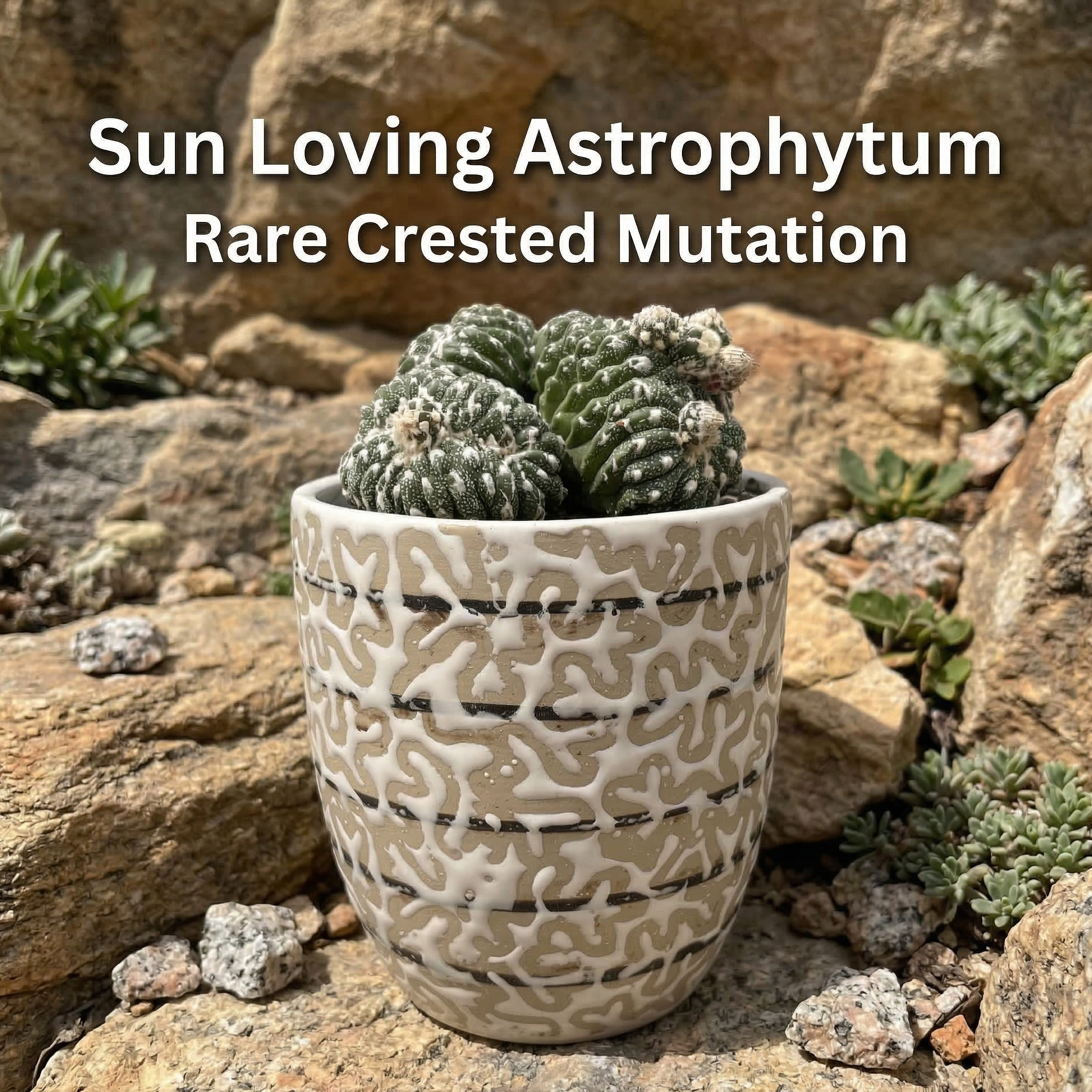 Astrophytum Asterias cv Lizard Skin x Kikko Cristata Rare Collector Cactus  – Samarth Cactus Nursery
