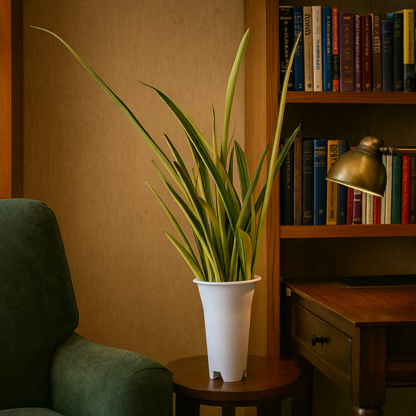 Rare Sansevieria Stella variegated plant in pot
